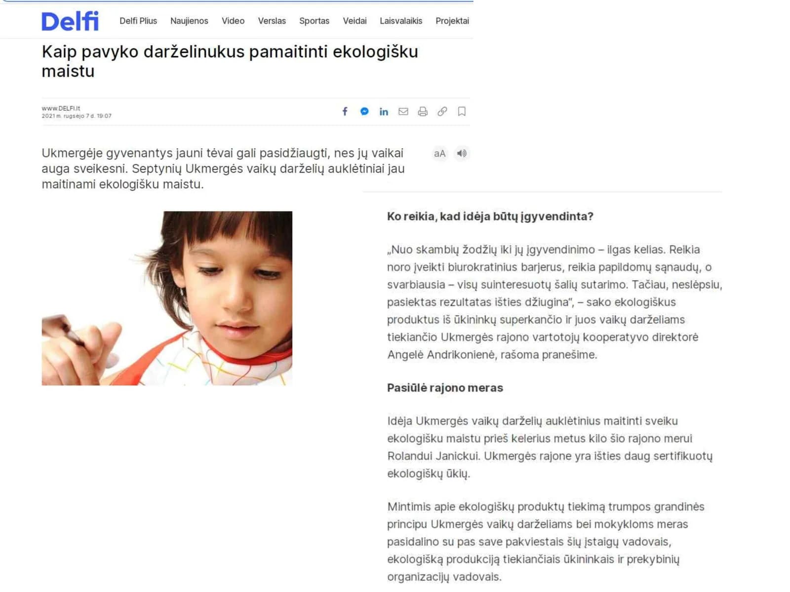 Ukmergės rajono darželiuose – ekologiškas maistas